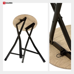 Set Bucatarie/Bar masa cu 2 scaune Kiwari® Fab, 90×45×74 cm, 2 scaune Ф 30 x 45 cm, MDF/Metal, Design Compact, Bej - Img 10