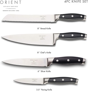 Set cutite de bucatarie Orient, Origin Series, 4 piese, din otel inoxidabil german X50 Ultra +, negru - Img 2