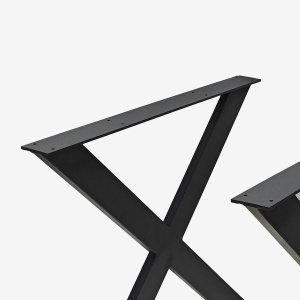 Set de 2 picioare de masa din metal negru cu design in cruce 75x71cm Nible, Negru - Img 2