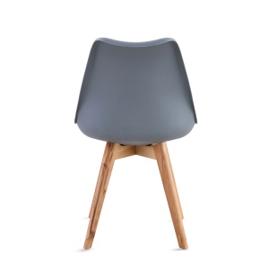 Set de 4 Scaune de Dining/Living Kiwari® Riv, Sezut PP cu Pernuta PU, Picioare Lemn Fag, Design Modern, Inaltime Sezut 48 cm, Capacitate 120 kg, Gri - Img 4