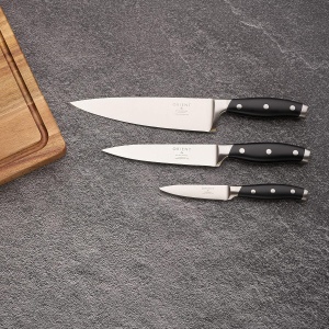 Set de cutite pentru bucatarie, Orient, Origin Series, 3 piese, premium, Otel Inoxidabil german X50 Ultra+, Negru - Img 3