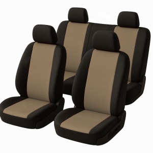 Set huse scaune auto universale, 7 piese, bumbac si poliester cu spuma, 2 scaune fata, bancheta spate in 4 piese, 4 tetiere - Img 3