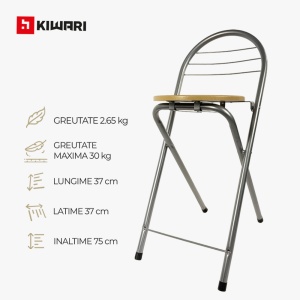 Set Masa cu 2 scaune Kiwari® Dion, 120×40×78 cm, 37x47x78 cm, MDF/Metal, Design Modern, 120×40×78 cm, Culoare Fag/Negru - Img 4