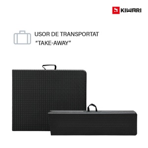 Set Mobilier Gradina Kiwari®, Masa Pliabila 180x75x74 cm + 2 Banci, 6 Persoane, Cadru Metalic, Negru - Img 4