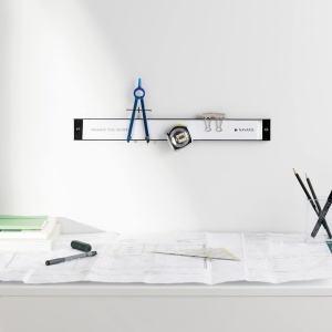 Set organizatoare scule Navaris, 2 bare magnetice, 46x4cm, Alb/Negru, capacitate 15kg - Img 2