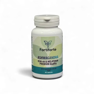 Supliment alimentar ASHWAGANDHA KSM-66 & MELATONIN PREMIUM Quality, Fortiforte, 60 capsule