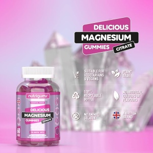 Supliment alimentar Magnesium Citrate Gummies, Nutrigums, citrat de Magneziu 1250 mg, Magneziu elementar 150 mg, Vitmanina C 80 mg, pentru vitalitate, energie si oase, vegan, aroma de fructe de padure, 60 de jeleuri - Img 6