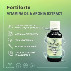 Supliment alimentar VITAMIN D3 + Aronia Extract, Fortiforte, picaturi 30ml - Img 5