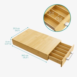 Suport 60 capsule de cafea Navaris, din bambus, 38.5 x 23.5 x 6 cm, compatibil cu Nespresso, tip sertar, Maro - Img 2