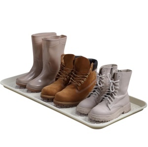 Tava pentru incaltaminte Navaris, set 3, 78×38×3 cm, din plastic, utilizare interior/exterior, Alb