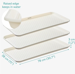 Tava pentru incaltaminte Navaris, set 3, 78×38×3 cm, din plastic, utilizare interior/exterior, Alb - Img 3