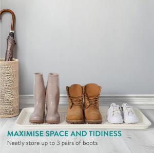 Tava pentru incaltaminte Navaris, set 3, 78×38×3 cm, din plastic, utilizare interior/exterior, Alb - Img 5