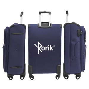 Troler cabina textil, Rorik® Explorer, bagaj de mana, valiza fermoar cifru antifurt, roti 360°, geamantan maner telescopic, troller expandabil, Albastru - Img 6