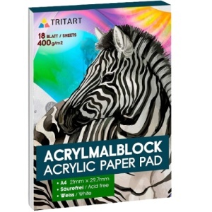 Bloc de desen Tritart, Acrylic, A4, 18 Foi, 400g/m2, Alb