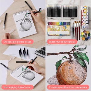 Carte de colorat Pointillism Intrend, format A5, 21 x 14.8 cm, 30 modele pretiparite, hartie 300 g/m², adulti/copii - Img 3