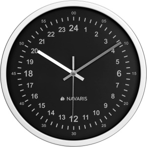 Ceas de perete Navaris, Ø 30 cm, mecanism silentios, design modern, plastic/sticla, Negru/Argintiu - Img 3
