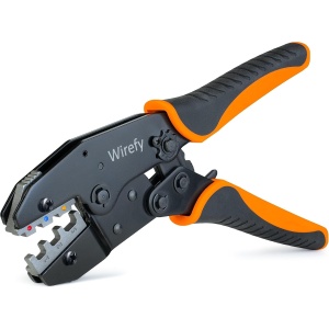 Cleste sertizare Wirefy pentru conectori cu tub termocontractabil, mecanism clichet auto-reglabil, reglaj puci si conectresiune, pentru papori electrici 0.5-6 mm², Negru/Portocaliu - Img 7