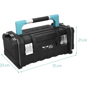 Cutie pentru scule Navaris, 51 x 23 x 21 cm, 2 cutii organizatoare, tavita interioara detasabila, maner din aluminiu, inchidere metalica, Negru - Img 2