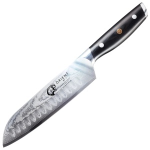 Cutit profesional Damasc, Orient, Origin Series, 23 cm, din otel inoxidabil japonez AUS-10, Negru
