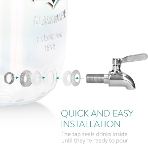 Dozator bauturi Navaris, 5L, cu stand metalic, design rainbow efect, sticla, 51378.03 - Img 5