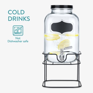 Dozator bauturi Navaris cu suport metalic negru, 5L, cu robinet inox, sticla, 59968.01 - Img 3