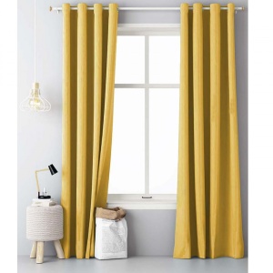 Draperie opaca cu inele Jemidi, 140 x 250 cm, Galben, Poliester, 55309.21 - Img 4