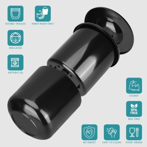Frapiera pentru Gheata, Kurtzy, 4 l, din Plastic fara BPA, Capac, Sita, Pereti Izolati, pentru Evenimente, Bar, Petreceri, Negru - Img 5