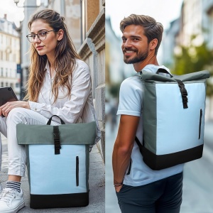 Geanta bicicleta 2 in 1 Belle Vous, tip rucsac si geanta portbagaj, impermeabila, extensibila 12-17 L, compartiment laptop, Verde - Img 3