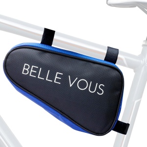 Geanta de bicicleta triunghiulara, Belle Vous, 15 x 27 cm, 1.2L, din poliester, impermeabila, usoara, compartimentata, Negru/Albastru