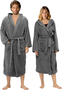 Halat de baie Homelevel unisex, XL, gri, uscare rapida, cu gluga