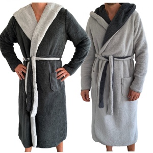 Halat de baie reversibil pentru barbati Jemidi, L, Gri / Albastru, Poliester, 55435.25.3 - Img 4