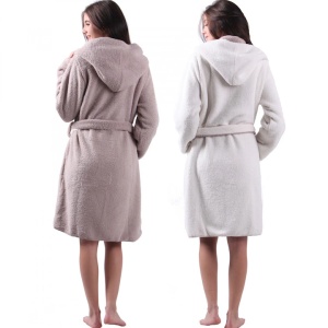 Halat de baie reversibil pentru femei Jemidi, M, Bej / Alb, Poliester, 55057.11.2 - Img 3