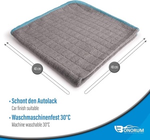 HEYNNA Bonorum 6 x Prosoape din microfibra 380 GSM, fara scame pentru ingrijirea masinii, curatare si menaj, 40 x 40 cm - Img 2