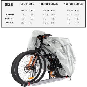 Husa de protectie pentru biciclete TeamObsidian, Protectie UV, XXL, Pentru 3 biciclete, Poliester Oxford 300 D, Gri - Img 8