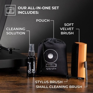 Kit de curatare si intretinere discuri vinil, Big Fudge, 4in1, perie catifea, perie stylus, solutie curatare - Img 6