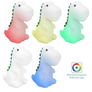 Lampa de veghe pentru copii, Navaris, dinozaur, 11 x 8 x 16 cm, multicolora, reincarcabila prin USB, cronometru, silicon BPA-free, touch-control - Img 4