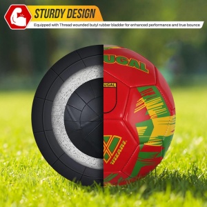 Minge Fotbal Vizari National Team Portugalia, 30 Panouri Cusute, Material Sintetic 2.7 mm, Camera Cauciuc, Marimea 4, 64 cm, Rosu - Img 3