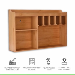 Organizator de scule electrice, TOOLZILLA. montare pe perete, cu 5 sloturi agatare, depozitare solida a sculelor din lemn, garaj, atelier, depozit - Img 6