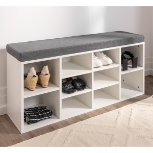 Pantofar, sezut cu perna si 10 compartimente, 102 x 30 x 48, 5 cm, alb - Img 2