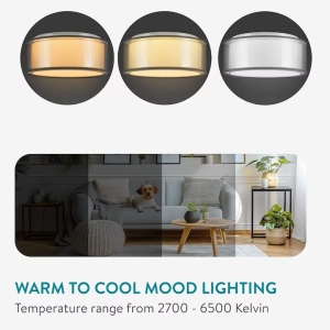 Plafoniera de tavan cu LED, Navaris, design cu 2 straturi, temperatura de culoare reglabila, cu telecomanda, Clasa F, 40 cm - Img 6