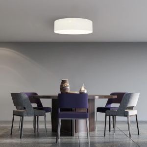 Plafoniera LED Navaris, efect de stele, Ø 40 x 12 cm, intensitate reglabila, telecomanda, abajur textil, 22 W, Alb - Img 4