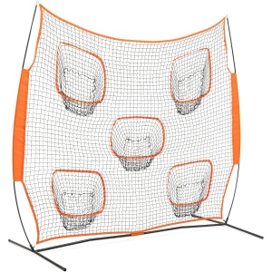 Plasa de antrenament Navaris, portabila, din poliester, cu 5 tinte, cadru inclus, 2.4 m x 2.4 m, geanta pentru transport