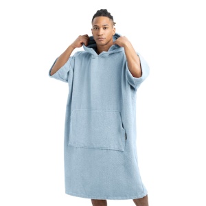 Poncho de baie unisex Homelevel, L-XL, Albastru, Bumbac organic, 54881.23.20 - Img 5