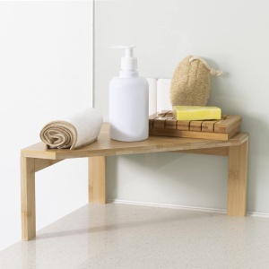 Raft coltar Navaris, 30x30x15 cm, pentru colt de blat sau dulap, negru, bambus - Img 5