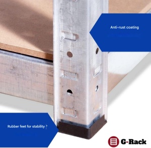 Raft metalic depozitare G-Rack, 150 x 75x 30 cm, 5 polite, 175kg/raft, material cadru otel - Img 3
