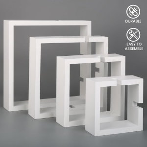 Raft perete suspendat cub Belle Vous, 4 piese, MDF, dimensiuni diferite 15–30 cm, Alb - Img 4
