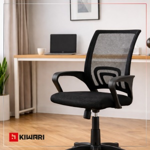 Scaun Birou Kiwari® Taro, Spatar din Mesh si Sezut Confortabil, Reglabil pe Inaltime, Baza Nylon, Ergonomic, Capacitate 120 kg, Negru - Img 9