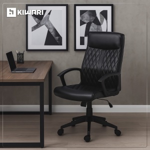 Scaun birou Kiwari® Val, spatar inalt, brate fixe, mecanism fluture, baza si roti nylon, Negru - Img 7