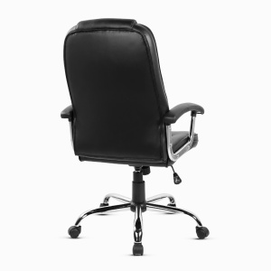 Scaun de birou ergonomic Kiwari® Ako, spatar inalt, mecanism inclinabil cu reglaj pe gaz, brate ergonomice fixe din PP, baza cromata, roti nylon silentioase / rotatie 360°, tapiterie PU+PVC, suporta 136 kg, Negru - Img 11