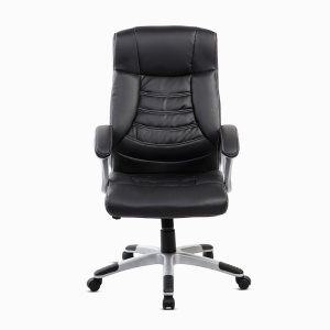 Scaun de birou ergonomic Kiwari® Eliot, spatar inalt, mecanism inclinabil cu reglaj pe gaz, rotatie 360°, brate late PP ergonomice, baza cromata stabila, roti nylon silentioase, tapiterie PU+PVC neteda, suporta 136 kg, Negru - Img 9